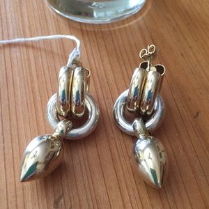 Two tone silver and gold plated earrings